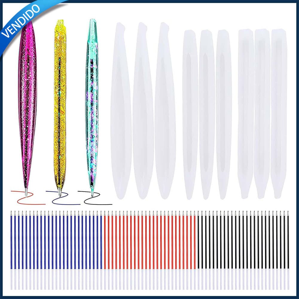 9 moldes de resina para canetas, 75 cartuchos de tinta, moldes de silicone para canetas esferográficas