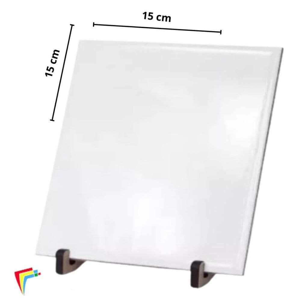 10 Azulejo Resinado Para Sublimação c/ suporte Branco  15x15 - 10 un