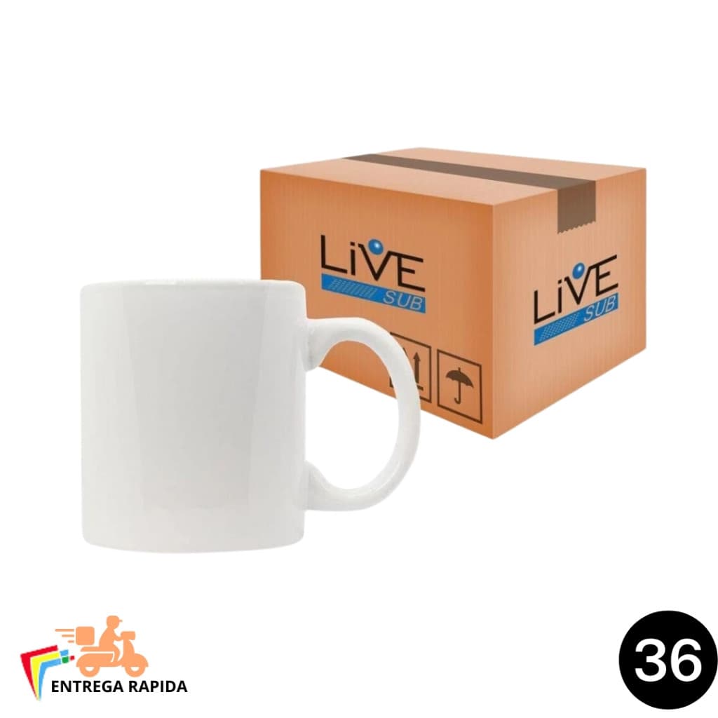 36 Und - Canecas brancas Para Sublimação Super Branca 325ml Live Aaa