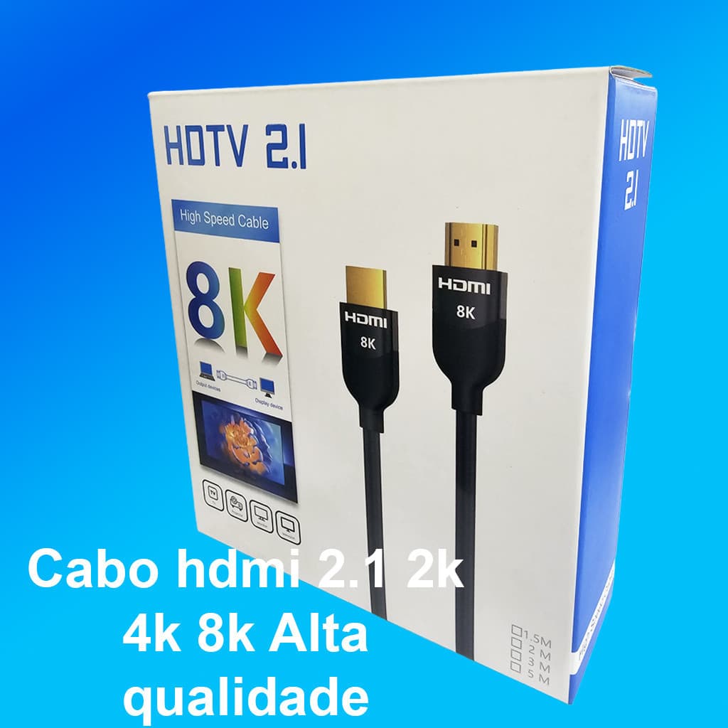 Cabo HDMI 2.1 8K Ultra HD 60Hz 4K 120Hz 2K Full HD ARC HDR Alta Velocidade