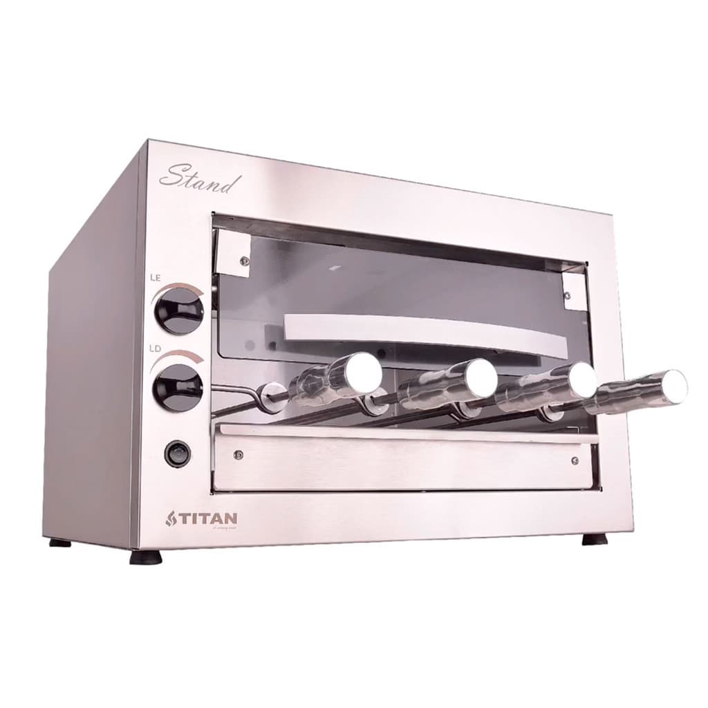 Churrasqueira a Gás de Bancada 4 Espetos com Porta de Vidro GLP 127V Stand