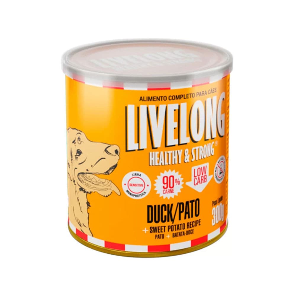 Ração Úmida Livelong Pato 300Gr Para Cães - Alimento Natural