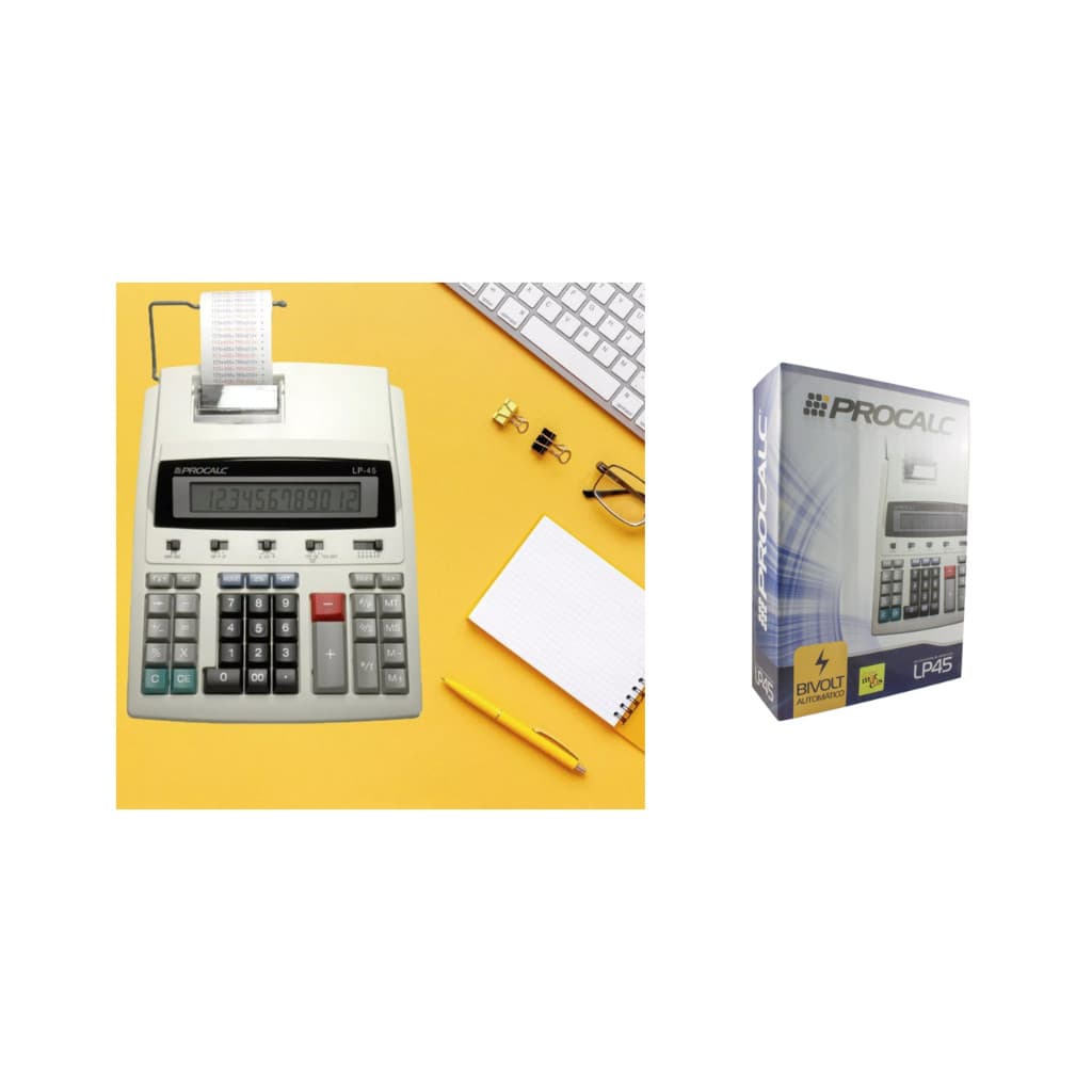 Calculadora Mesa Impressão Bobina Balcão Lp45 Procalc Mesa Bivolt Rolete Entintador IR40T