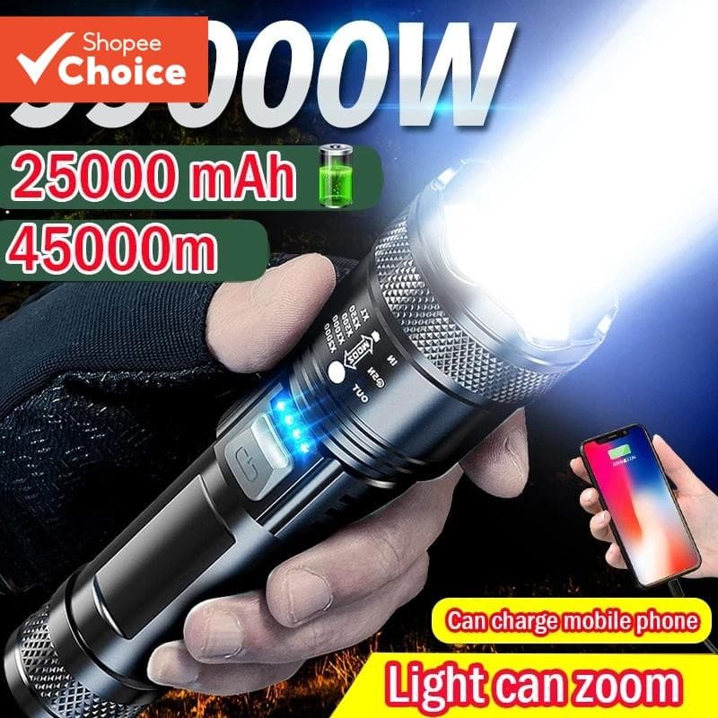 Lanterna Recarregável USB Zoomable , Luz De Trabalho Portátil Para Camping E Caminhadas