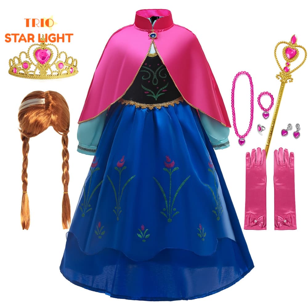 Fantasia De Princesa Anna Para Festas De Aniversário De Meninas , Roupa Apresentações No Dia Das Crianças , O Halloween