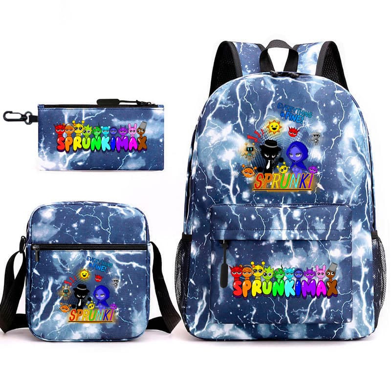 -Mochila de Transferência de Calor Sprunki Rhythm Box Versátil de Grande Capacidade para Estudantes Universitários