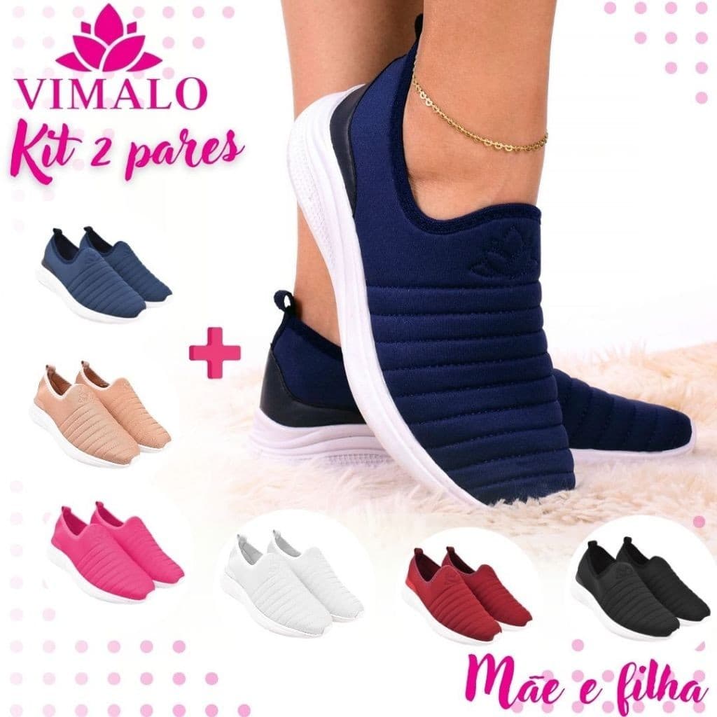 Kit 2 pares Tênis Jogging Feminino Vimalo VL02 MARINHO + ADICIONAL