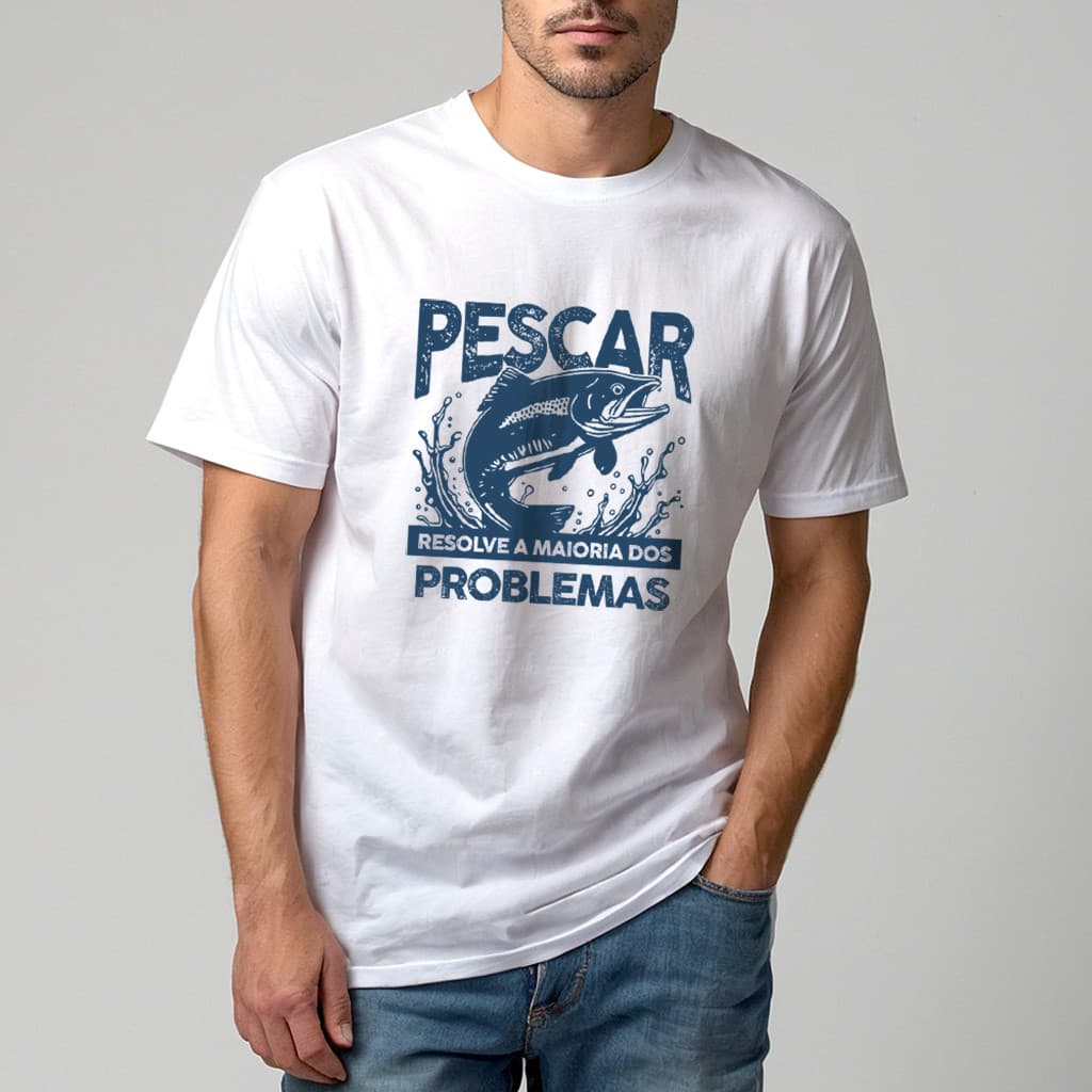 Camiseta Pescaria Resolve Problemas - Peixe Pesque - Tranquilidade Paz Sossego - Ta Nervoso vai Pescar