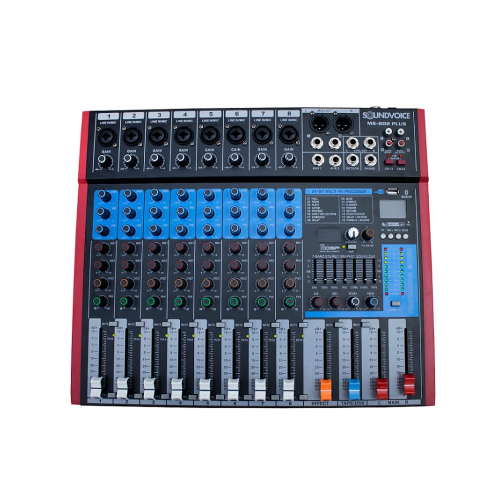 Mesa de Som Analógica 8CH Soundvoice MS-802 Plus
