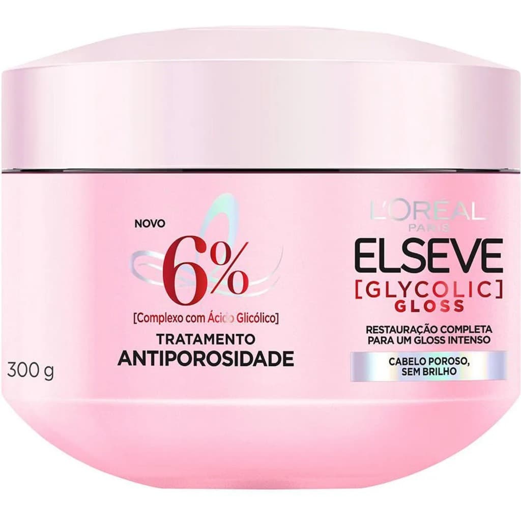 Creme Tratamento Elseve Glycolic Gloss 300g Restaura Fios Brilho Gloss Cabelo Saudável