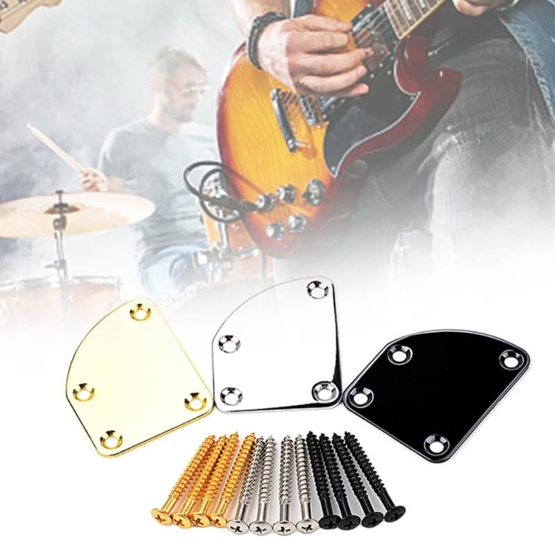 KIN Metal Guitar Neck Plate Placa De Montagem Peças De Reposição Para Baixo De Guitarra Elétrica