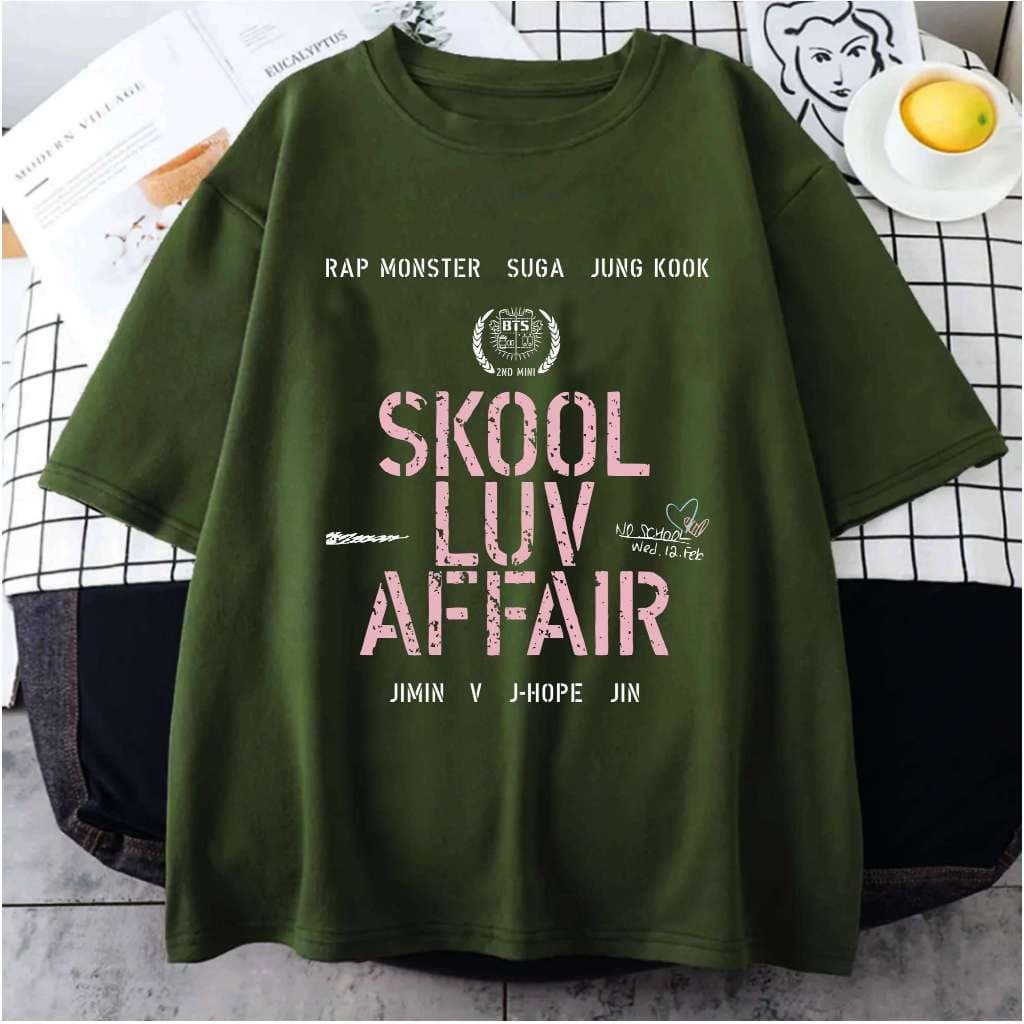 Camiseta Skool Luv Affair BTS RAP Monster Suga Jungkook Jimin J-hope Jin 100% algodão BearShop