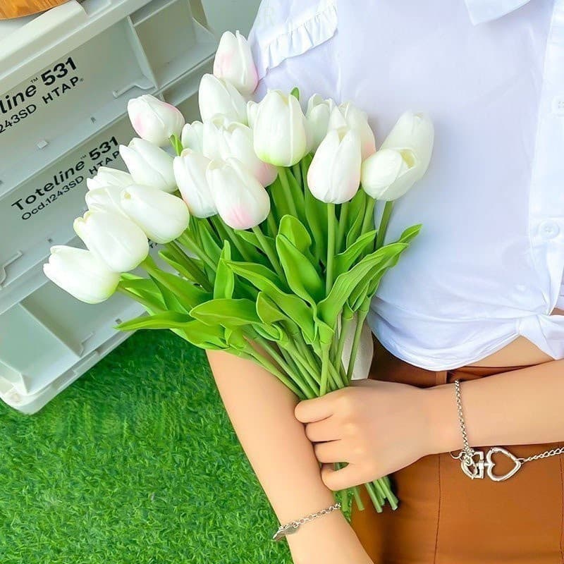 Arranjo Artificial De Flores De Tulipa , Decoração De Sala De Estar , Buquê , Festa De Casamento , Natal Para Casa WJKN