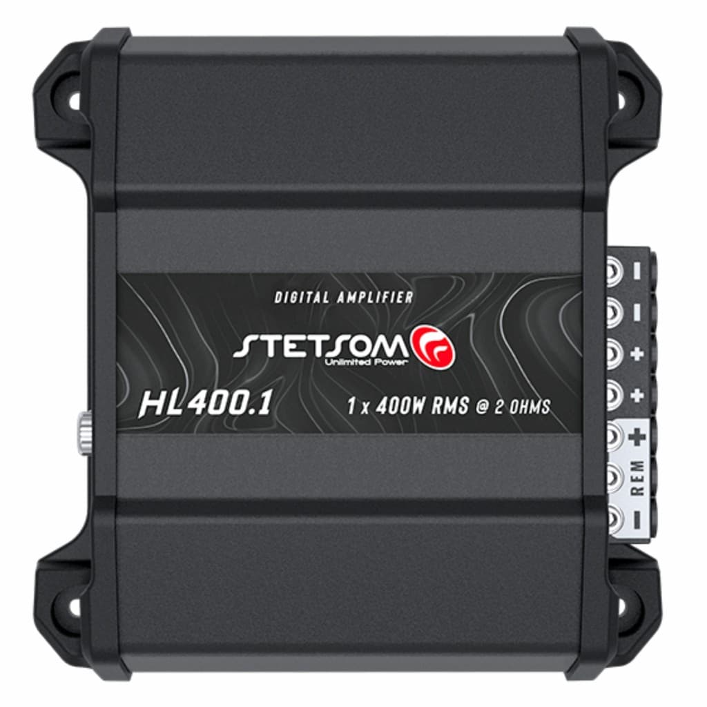 Módulo Amplificador Stetsom HL400.1 Full Range 400W RMS 1 Canal  2 Ohms Entrada RCA com HPF e LPF