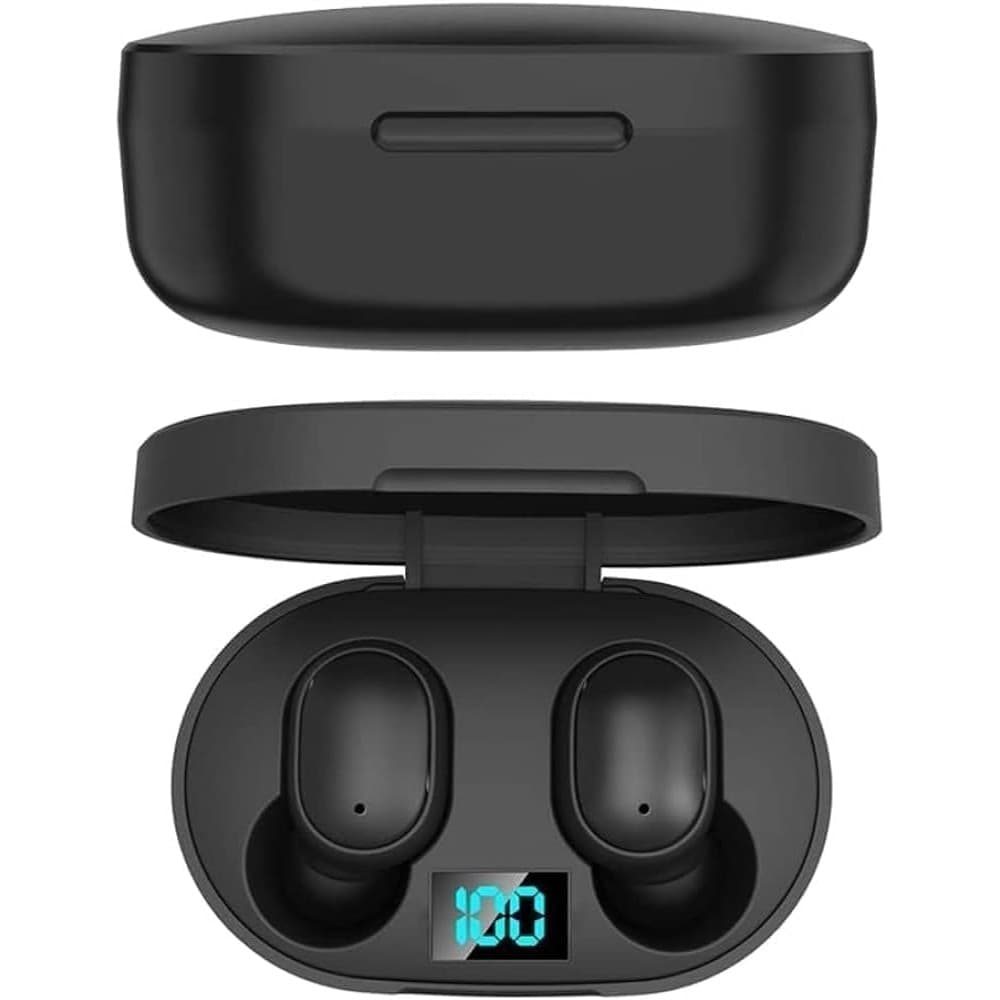 Fone De Ouvido Bluetooth 5.0 TWS Sem Fio Preto Intra Auricular Premium Com Visor De Bateria Compativel Com Todos Os Apar