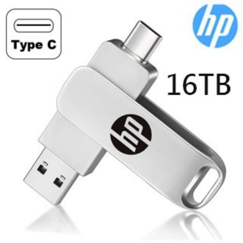 Pen Drive HP USB 3.0 2 Em 1 Dual Type C Flash 2 Tb 1 512 Gb 128 32 Mental De Alta Velocidade U Disco De Memória Portátil
