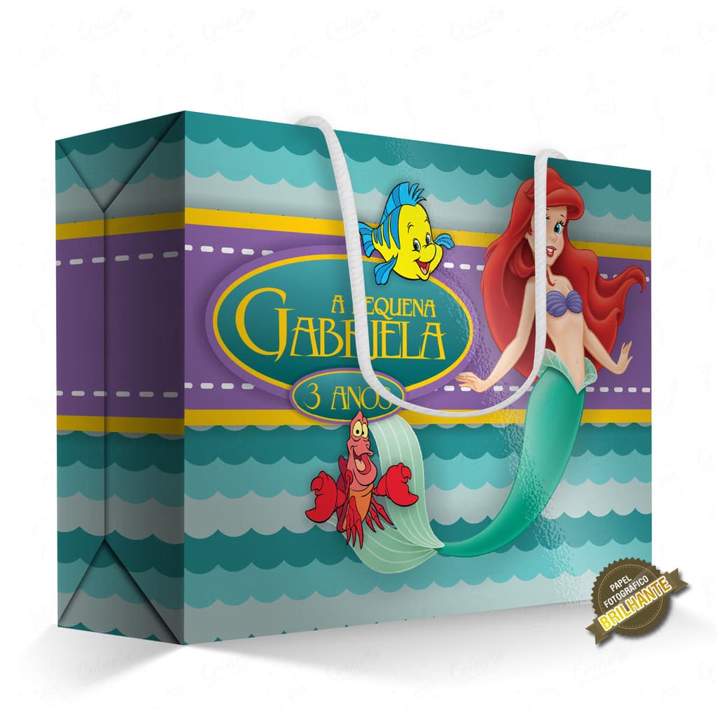 10, 15, 20 ou 25 unid - Caixa Surpresa - A Pequena Sereia - [QUALIDADE PREMIUM COM BRILHO] - Sacolinha Personalizada