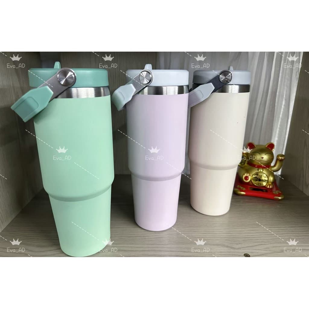 Garrafa Térmica Inox 900ml | Tampa Flip Antivazamento | Alça para Transporte Quente e Frio Nova correspondência de cores