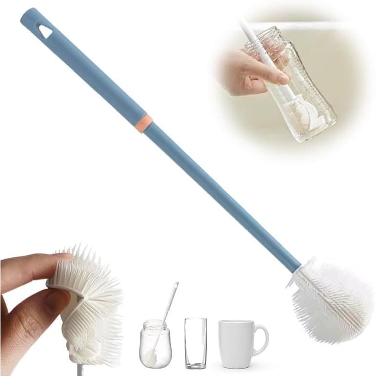 Escova De Copo De Cerdas Macias Silicone 2025 Atualização 360 Graus Alça Longa Limpador De Garrafa Para Tampa Recipiente