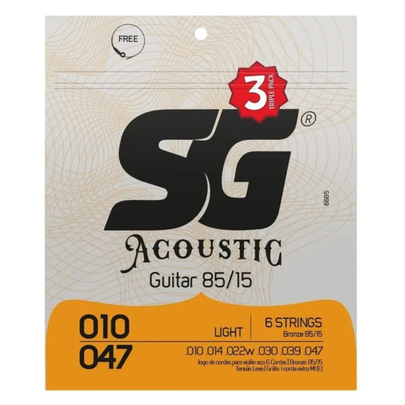 ENCORDOAMENTO SG 010 ACO BRONZE 85/15 VIOLÃO C/ 3 JOGOS