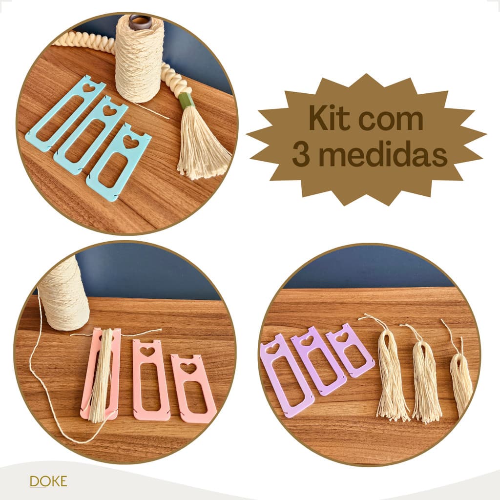 Kit Gabarito para Tassel com 3 Tamanhos / Molde ideal para Barbante, Lã e Fios Artesanais
