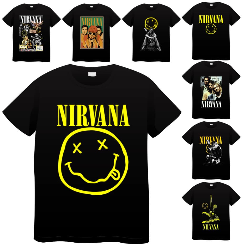 Camiseta Nirvana Banda Rock Kurt Cobain e Krist Novoselic Algodão Gola Redonda