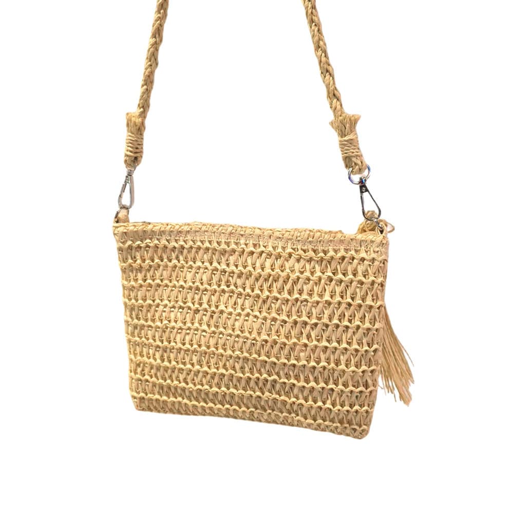 Bolsa Artesanal Lateral Transversal Casual Praia Festa Cor:Bege