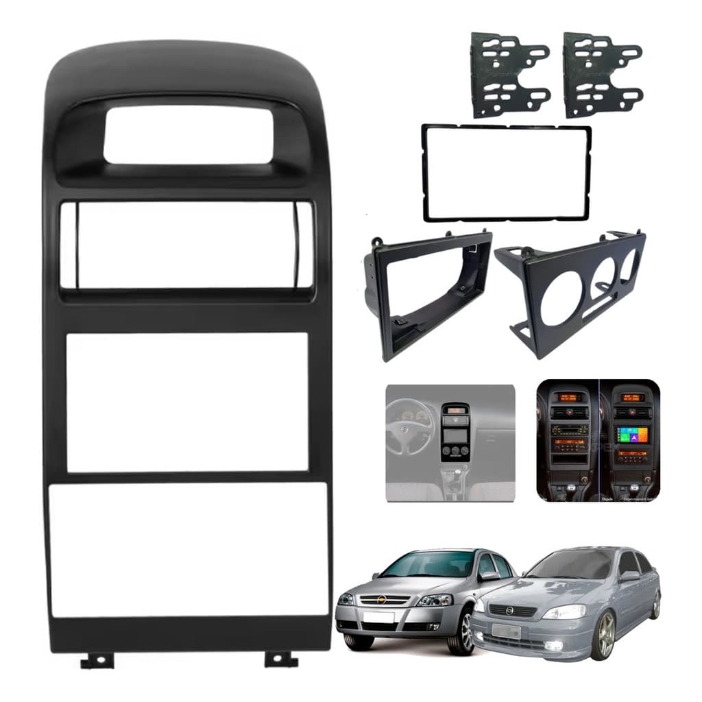 Moldura GM ASTRA  Painel Central 2 Din Mp5 Som Dvd Astra Ar Digital ou Analógico - Permak