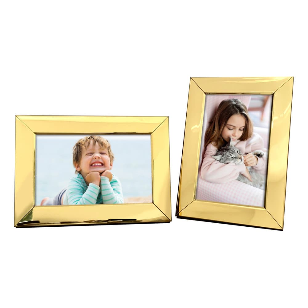 Kit 2 Porta Retratos 10x15 Dourado Metal Moderno Fotos
