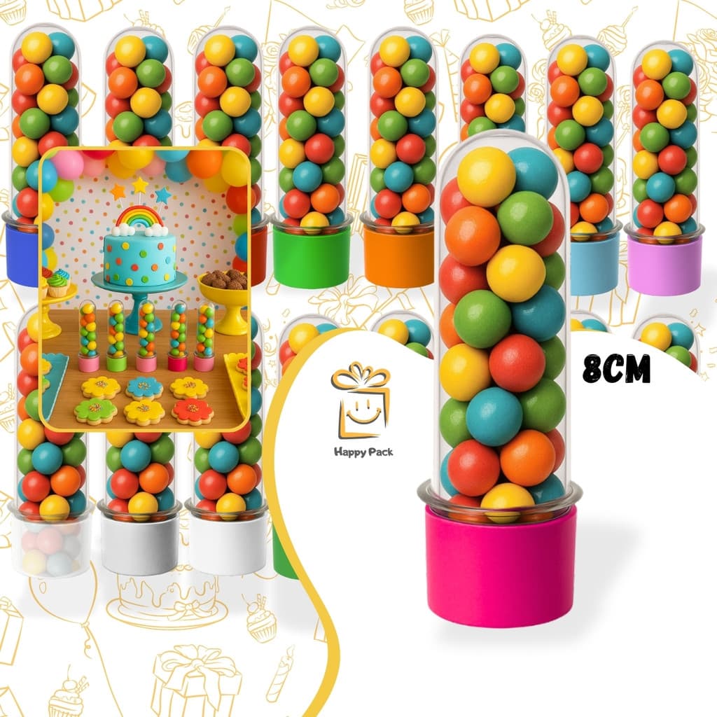 Kit 10-50 Tubete 8cm Cores Kit Lembrancinha Aniversário Festa Infantil Surpresa