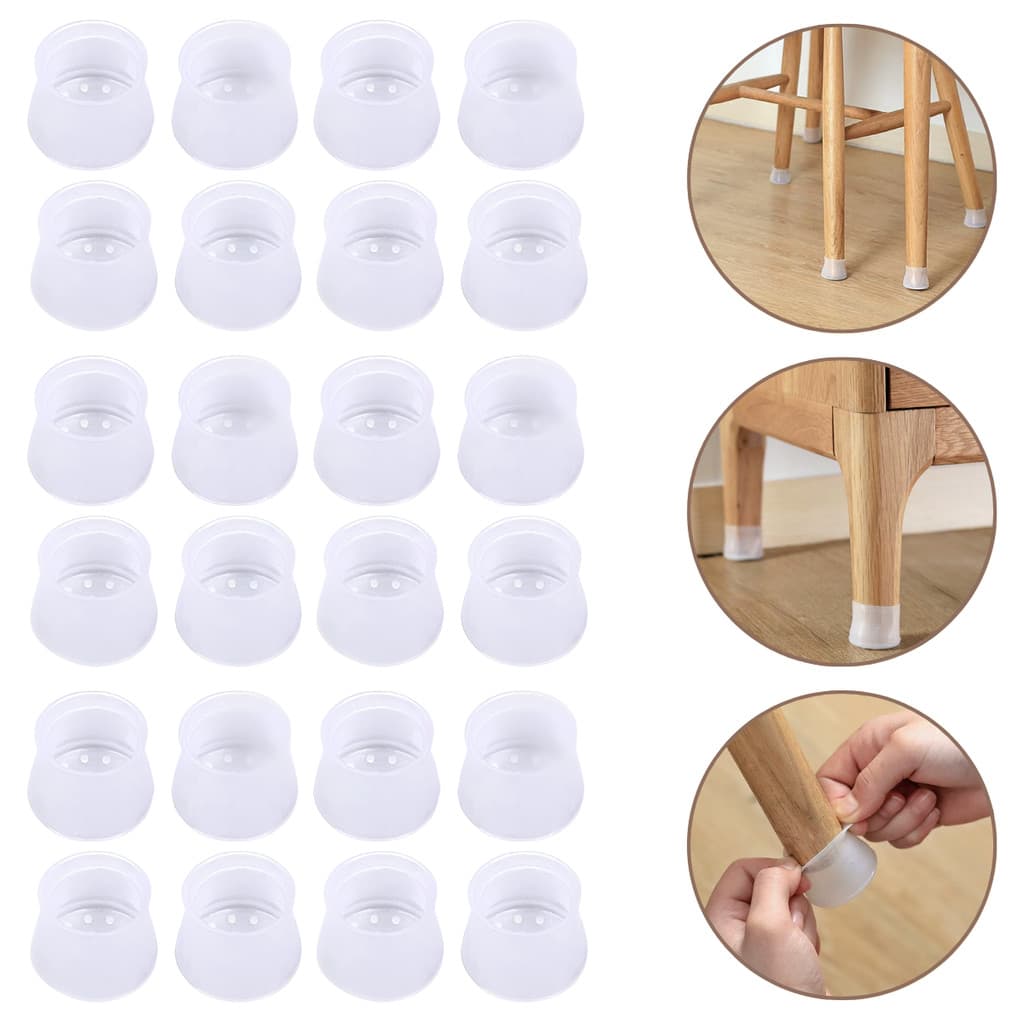 Kit 24 Peças Protetor Silicone Mesa Cadeira Pé Redondo Protege O Piso