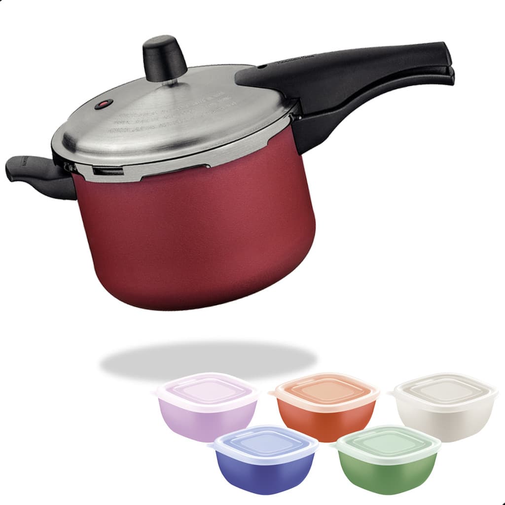 Panela De Pressão Tramontina Antiaderente 4,5l 5 Tigelas Kit