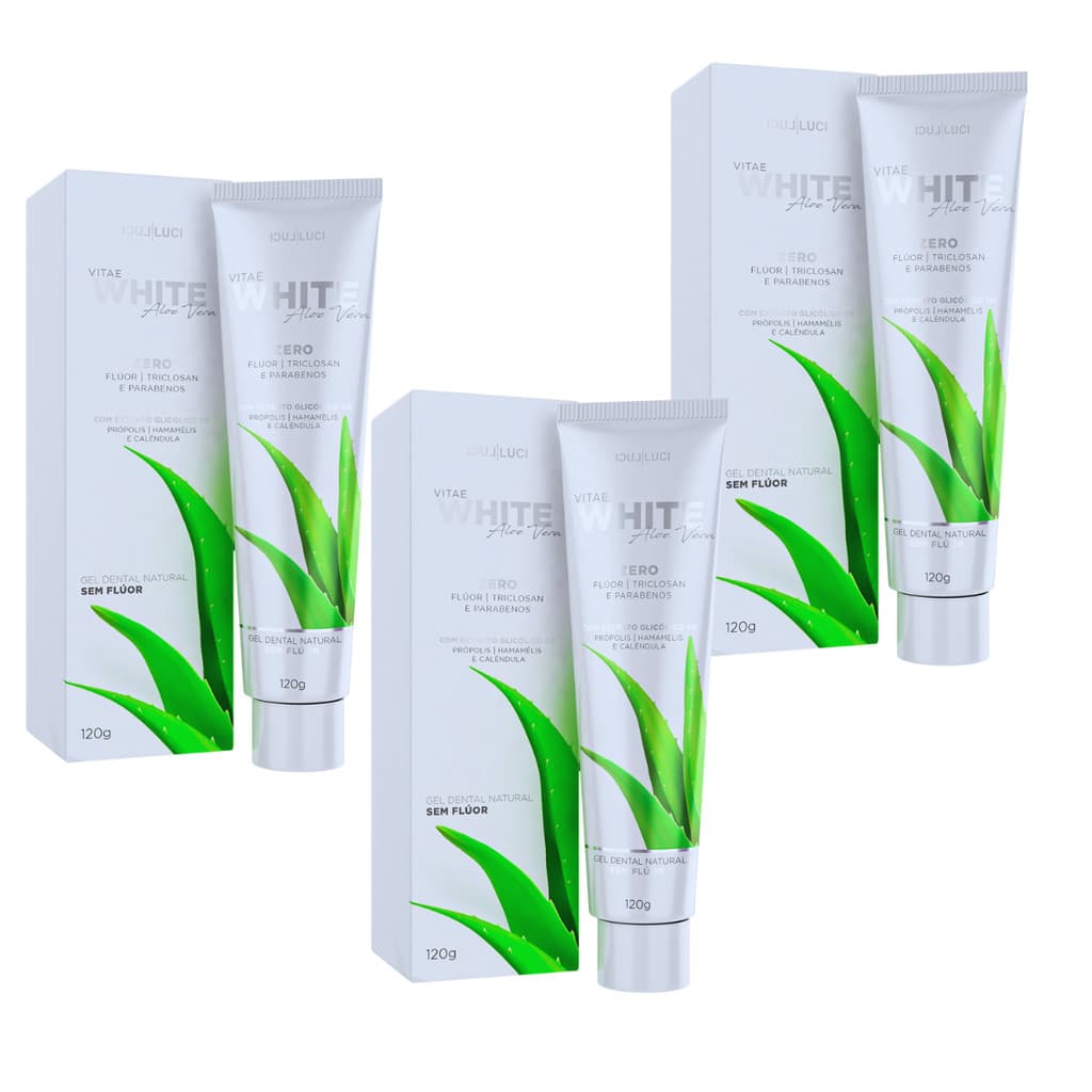 Kit 3x Gel Dental Vitae White Aloe Vera Luci Luci - 120g