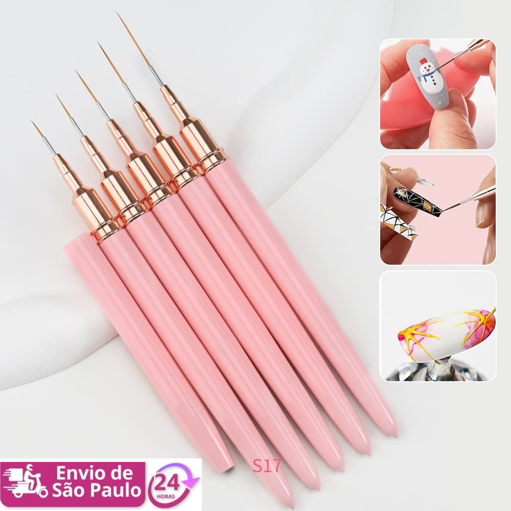 Pacote de 5 Pincéis 7/9/11/15/25mm De Unhas UV Para Pintura Em Gel Pincel Manicure (S016)