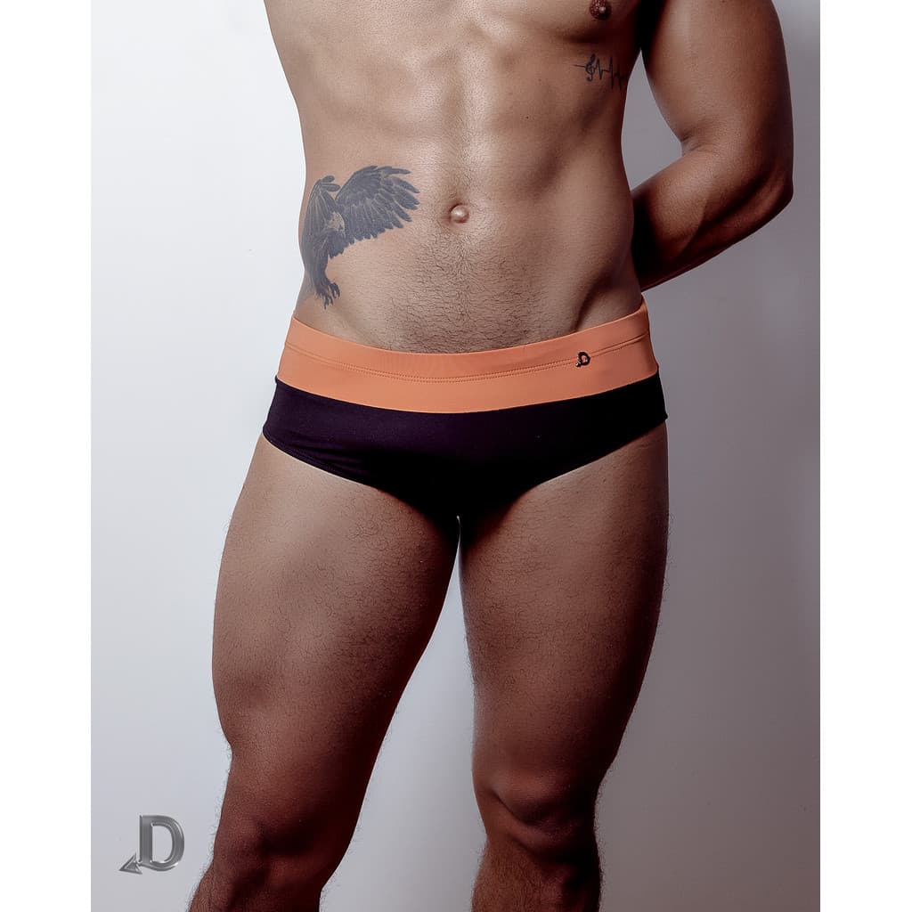 SUNGA MASCULINA CLASSICA DIABOY BLACK & ORANGE