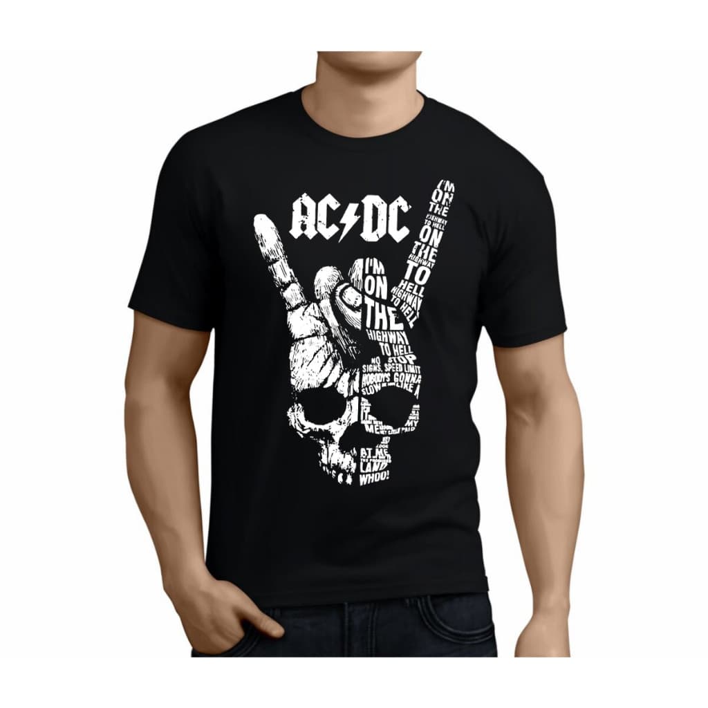 Linda Camiseta básica Masculina Feminina Banda AC DC Rock N Roll Caveira Premium