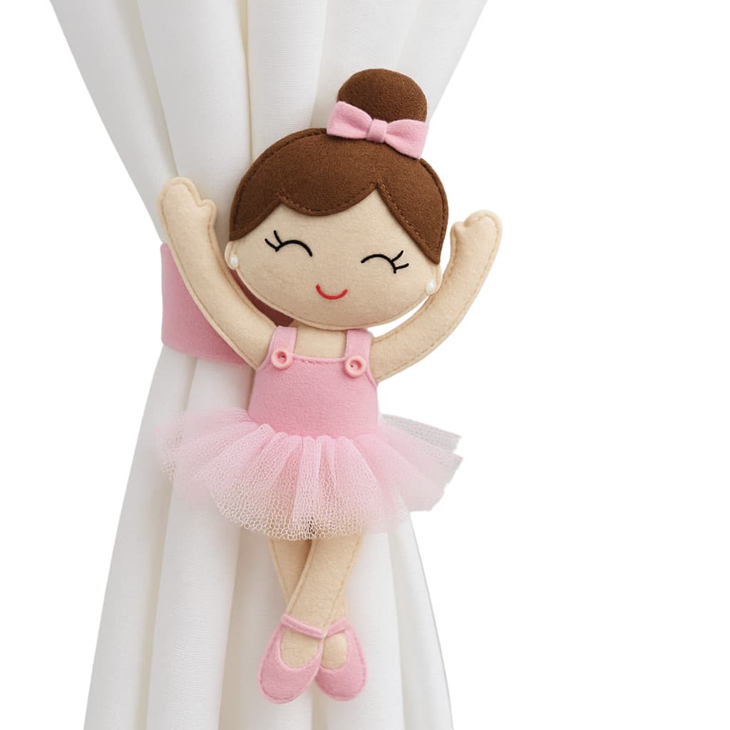 Prendedor de Cortina Bailarina em Feltro Infantil Rosa Decoração Quarto Bebê Menina