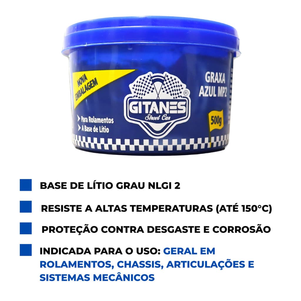 Graxa Azul MP2 500g Para Rolamento Alta Temperatura