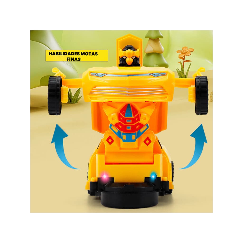 Carro  Luz Led  Sons Brinquedo 2 em 1 Carro Robô Sirene Interativo Infantíl