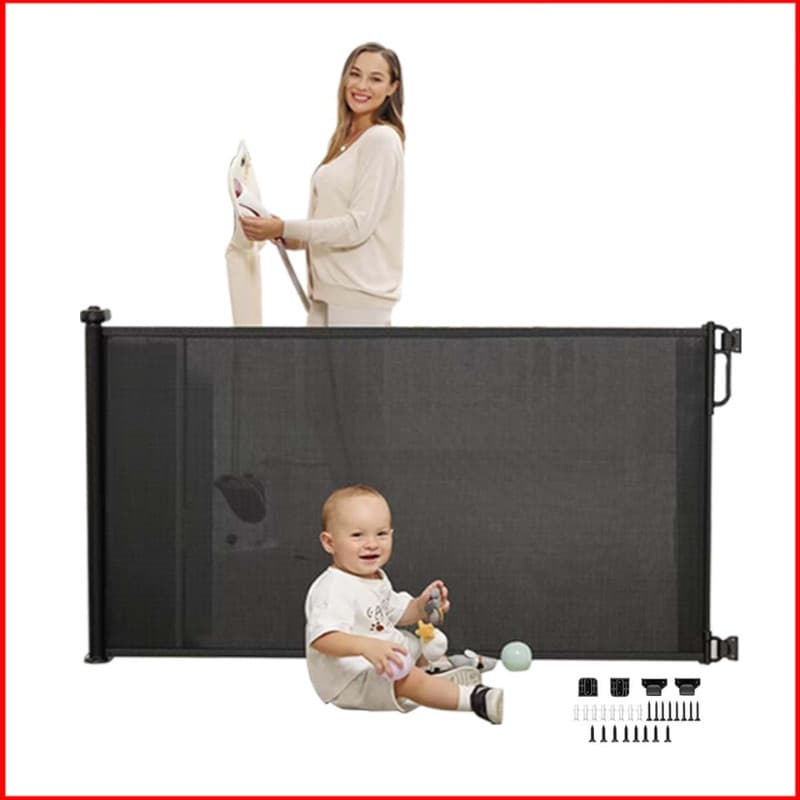 150x86 cm Portão Retrátil de Segurança, Grade de Proteção para Escadas,para Cachorros, Escalável Portao Portao Pet