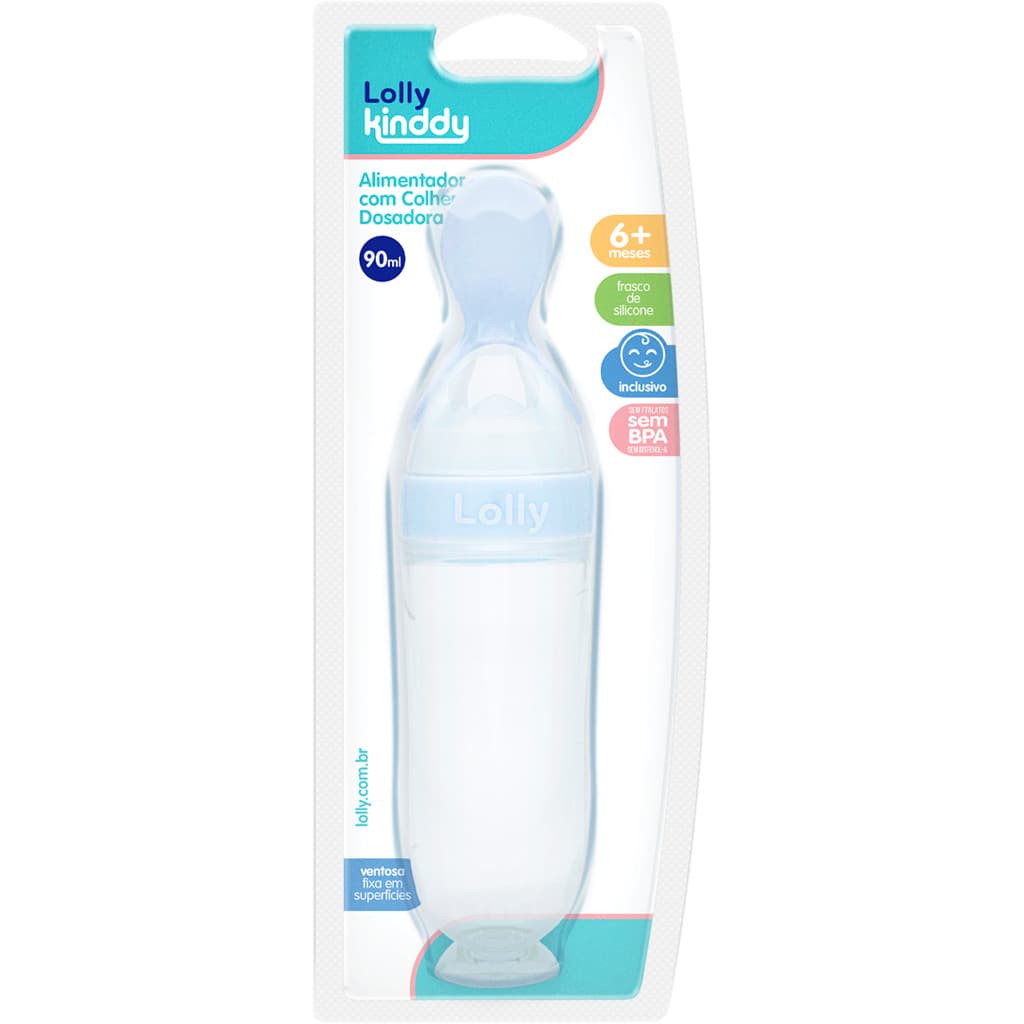 Alimentador com Colher Dosadora Lolly 6 + meses frasco de silicone 90 ml