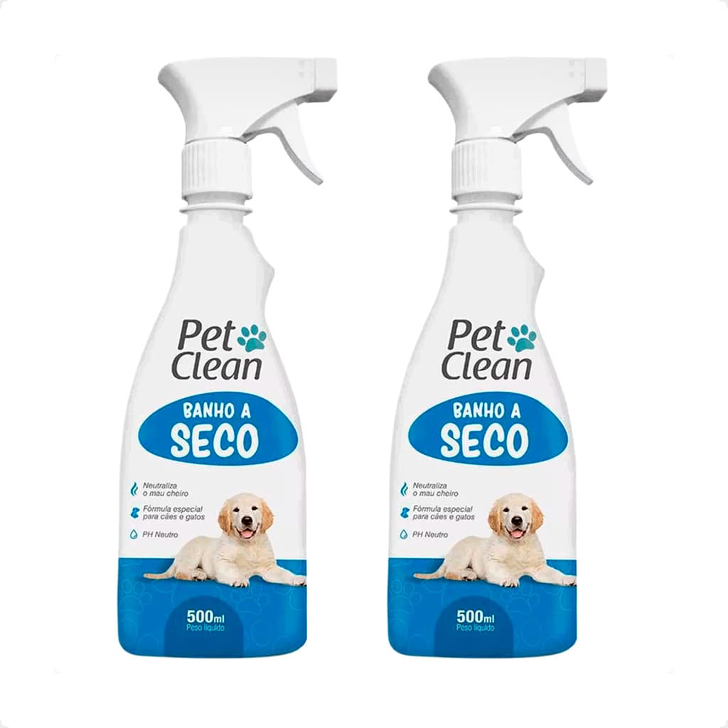 Kit 2 Banho a Seco Pet Clean Liquido para Cães e Gatos 500ml