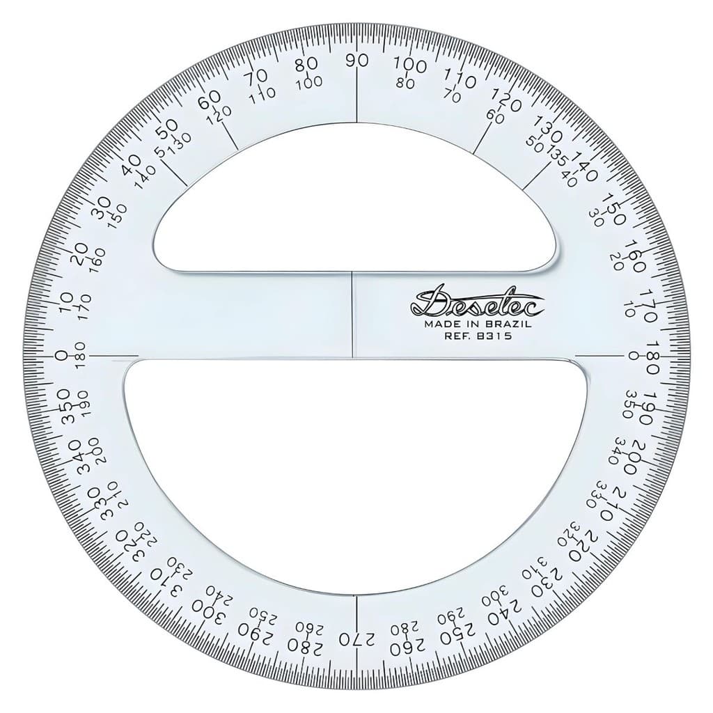 Transferidor Acrílico 3mm 360º 15cm Trident Modelo 8315
