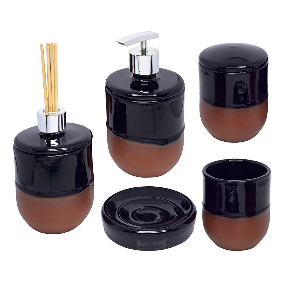 KIT BATHROOM RODIO NEGRO 5 PEÇAS