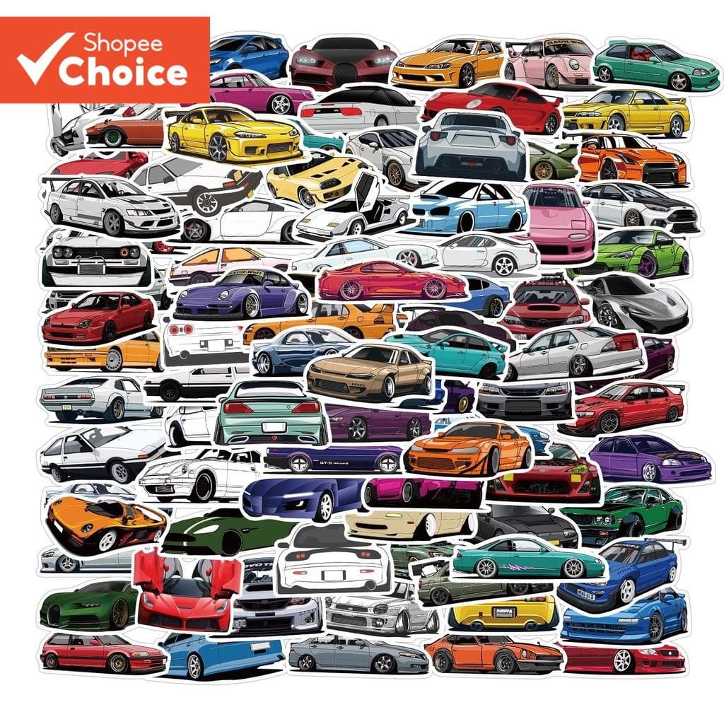 JDM Carros Adesivos À Prova D'água 50 Pcs Para Crianças Brinquedo Bicicleta Motocicleta Skate Laptop Decalques DIY