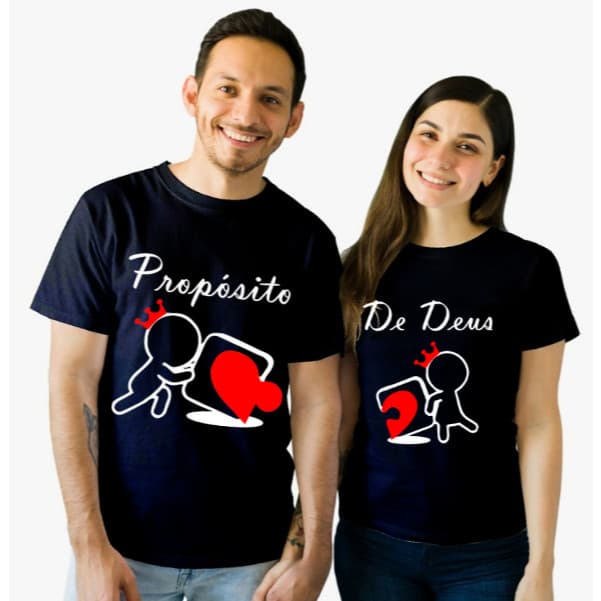 Camiseta Casal Proposito de Deus Evangelica Blusa unissex 100% Algodão preta