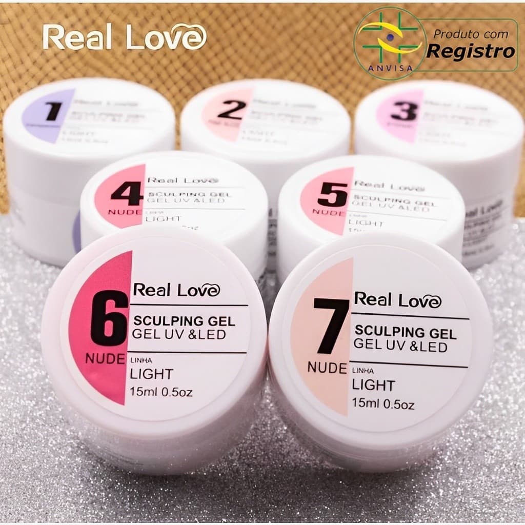 Kit 6 Sculping Gel Real Love 15 ML Linha Light - Cores Sortidas
