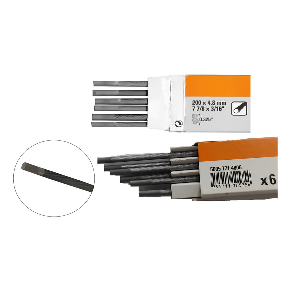 Lima Redonda Stihl 4,8mm 3/16 P/ Motosserra - Caixa C/ 6 Und