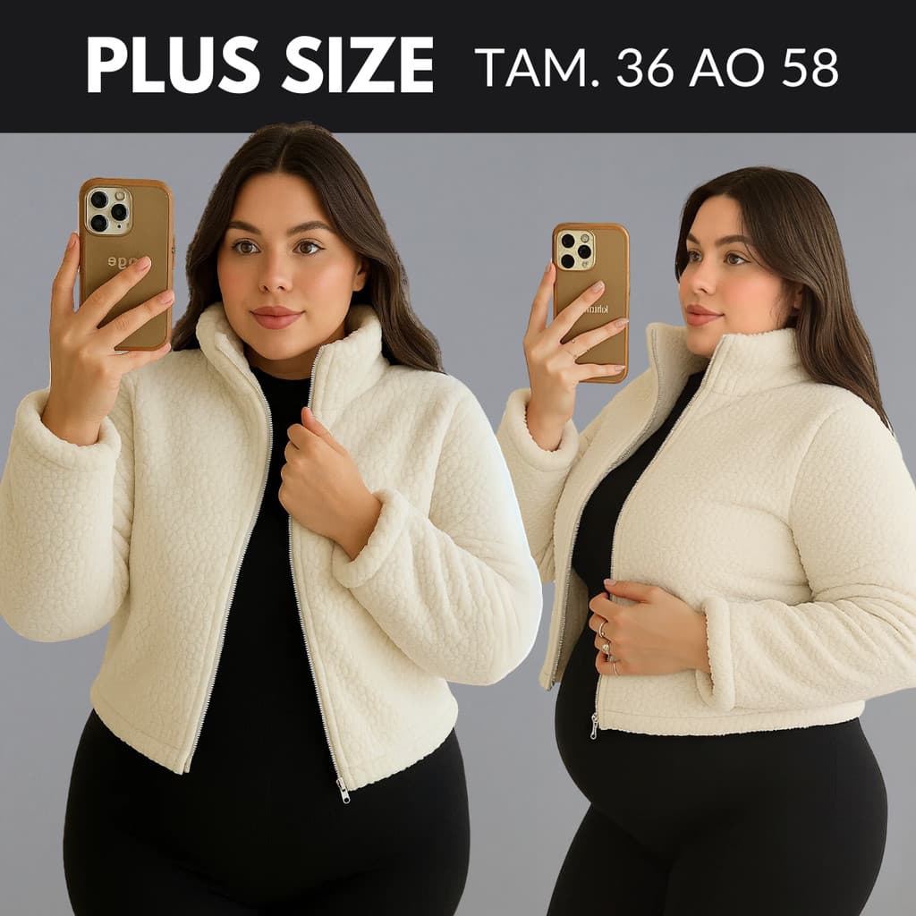 Casaco Teddy Feminino Plus Size Casaco De Frio Feminino Casaco De Pelinho Casaco Gola Alta