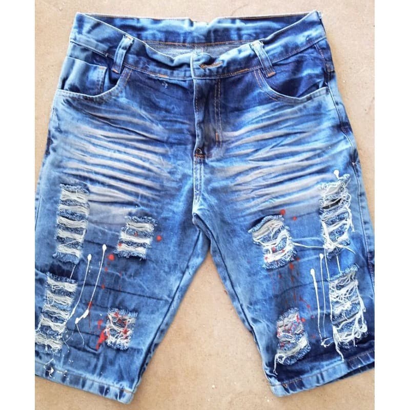 Bermuda Jeans Rasgada escura Lançamento 2024 direto da fábrica Premium